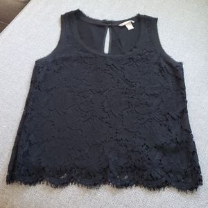 BR Black Lace Lined Sleeveless Blouse